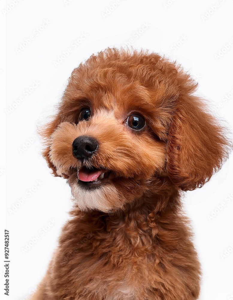 笑顔のトイプードルのポートレート(Portrait of a smiling Toy Poodle puppy on white background)
笑顔のトイプードルのポートレート(Portrait of a smiling Toy Poodle puppy on white background)