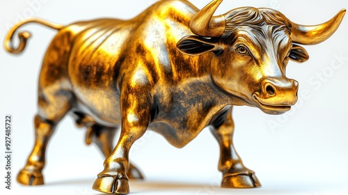 A captivating golden bull sculpture exuding power and elegance