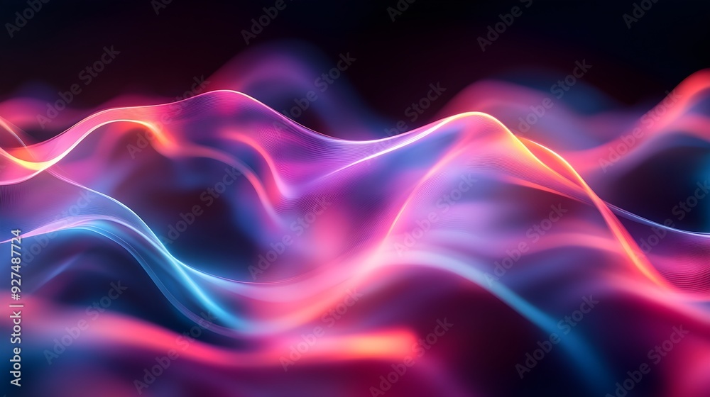 Abstract Neon Wave Background, Digital Art, Vibrant Colors Abstract Neon Wave Background, Digital Art, Vibrant Colors