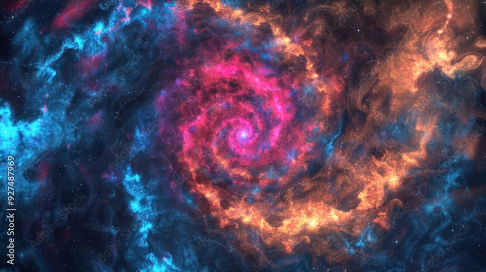Majestic Cosmic Spiral Galaxy in Vivid Colors Majestic Cosmic Spiral Galaxy in Vivid Colors