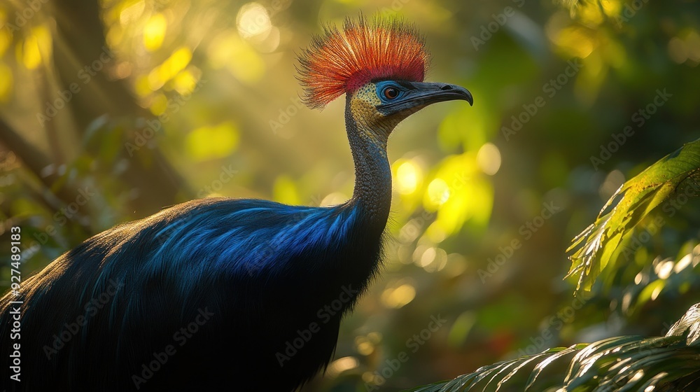 Naklejka premium Vibrant Bird in a Lush Jungle