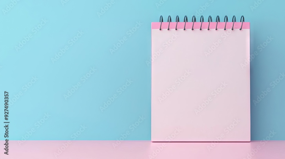 A clean, empty notepad with a spiral binding resting on a colorful surface, ideal for creative design, planning, and writing. A clean, empty notepad with a spiral binding resting on a colorful surface, ideal for creative design, planning, and writing.