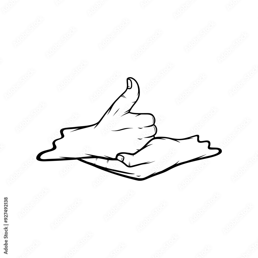 right hand holding up a thumb shiva linga mudra in black and white vector line art right hand holding up a thumb shiva linga mudra in black and white vector line art