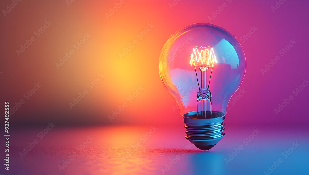 A glowing light bulb against a vibrant, colorful backdrop, symbolizing creativity and innovation in design and technology. A glowing light bulb against a vibrant, colorful backdrop, symbolizing creativity and innovation in design and technology.