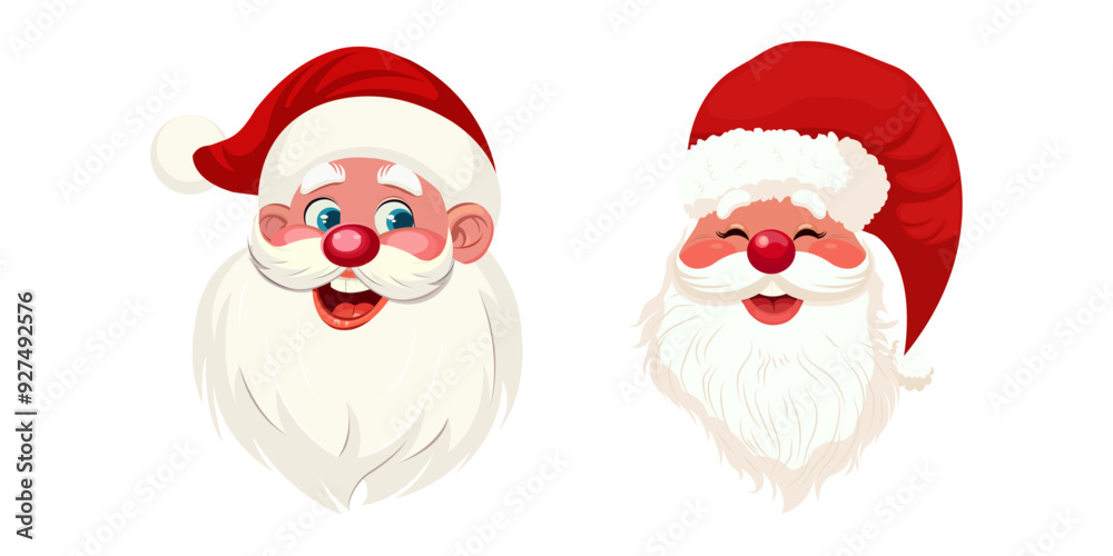 Santa claus christmas characters vector set. Cartoon Santa Claus heads Christmas vector illustrations. Santa claus christmas characters vector set. Cartoon Santa Claus heads Christmas vector illustrations.