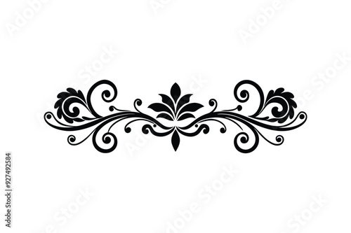 Damask baroque ornament border and frame ornament Floral vector ornament black silhouette