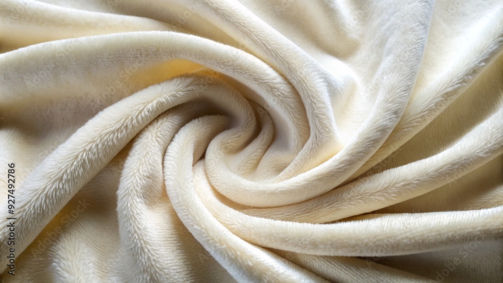 Close-up of a plush, creamy white velvet fabric with subtle sheen, soft folds, and delicate texture, perfect for textiles, fashion, or home decor.