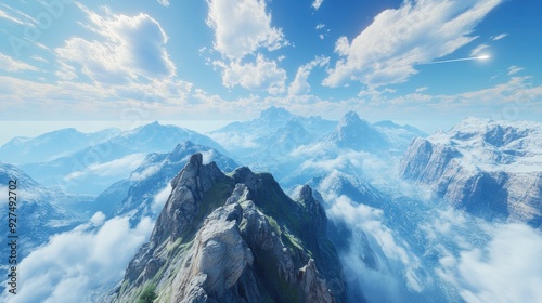 Majestic Skyline Panorama from Mountain Summit