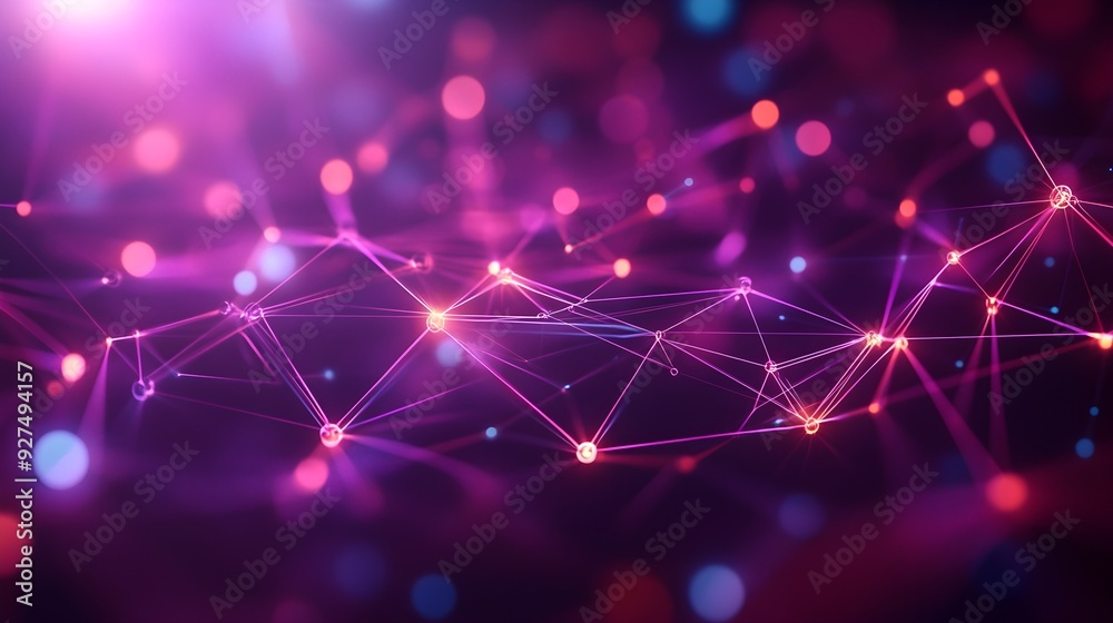 Abstract Purple Network Background with Bokeh Lights Abstract Purple Network Background with Bokeh Lights