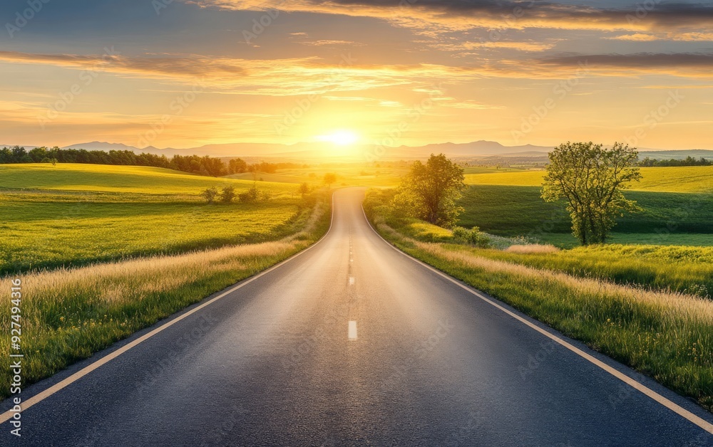 Road leading into the horizon symbolizing journey and future. Road leading into the horizon symbolizing journey and future.