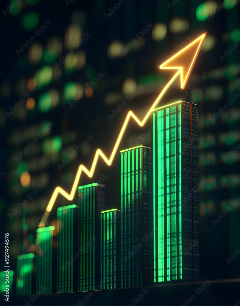 Fototapeta premium Green Bar Chart Growth