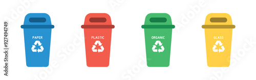 Vector Recycle Bin With Recycle Symbol Illustration