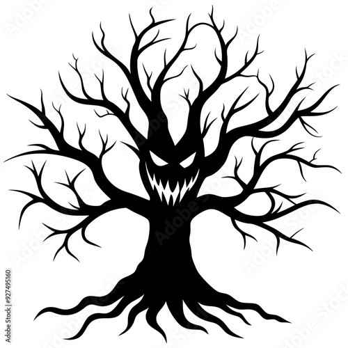 scary tree vector