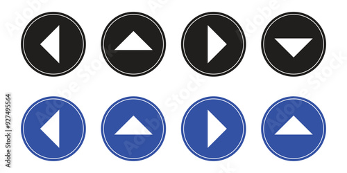 Vector Set Of Black And Blue Direction Arrow Sign