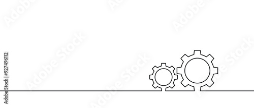 Vector Gear Icon One Line Art