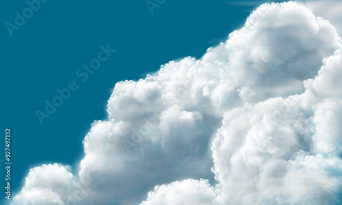 Vector of realistic white cloud on blue sky background