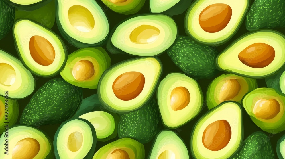 Avocado cartoon background. Healthy food Avocado cartoon background. Healthy food