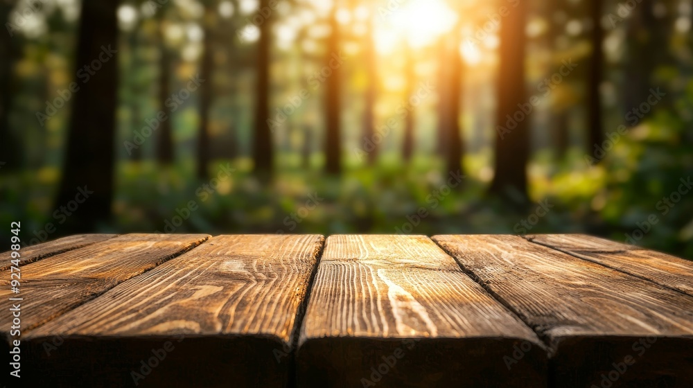 A serene wooden table in a tranquil forest, bathed in warm sunlight, perfect for nature-themed projects and outdoor inspiration. A serene wooden table in a tranquil forest, bathed in warm sunlight, perfect for nature-themed projects and outdoor inspiration.
