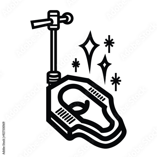 Squat toilet icon illustration isolated on square white background. Simple flat outlined cartoon art styled bathroom object drawing.