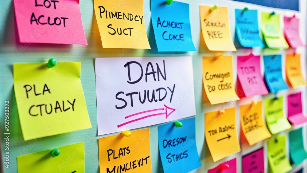 Colorful sticky notes on a whiteboard outline the Plan-Do-Study-Act ...