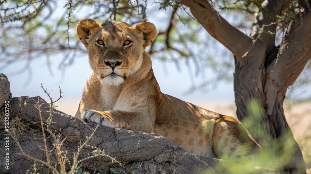 Lioness Resting in the Shade of a Tree. Lioness Resting in the Shade of a Tree.