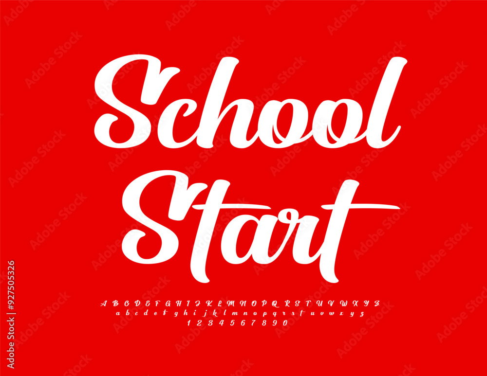 Vector educational icon School Start. Stylish Calligraphic Font. Modern Alphabet Letters and Numbers set. Vector educational icon School Start. Stylish Calligraphic Font. Modern Alphabet Letters and Numbers set.