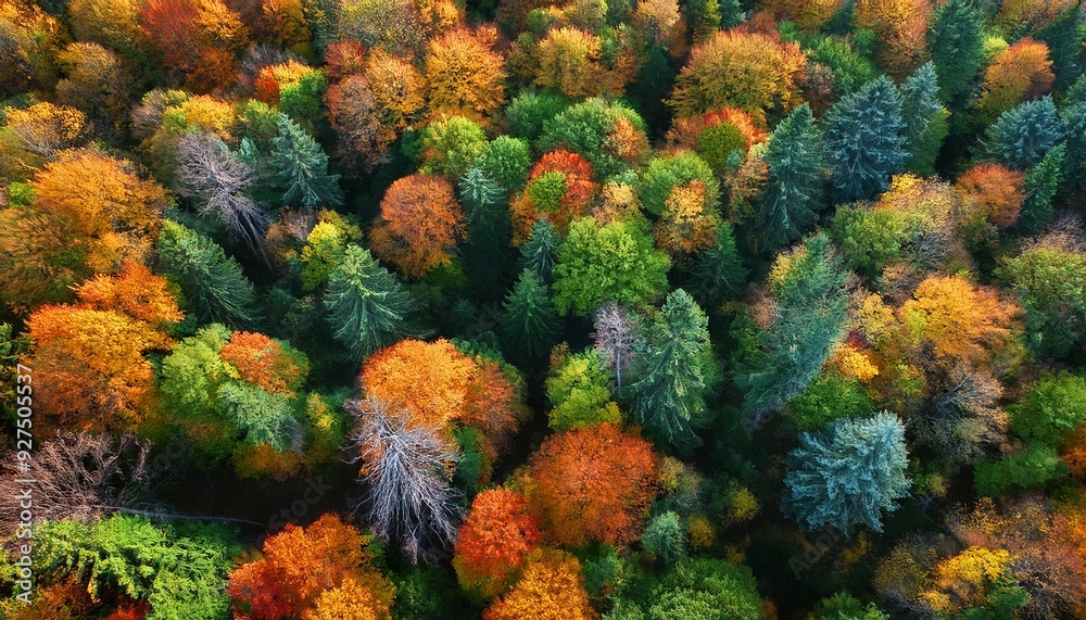 Fototapeta premium Vue aérienne de la forêt en automne