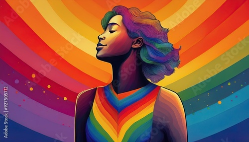 Obraz na płótnie Femme dans un Élan de Fierté Arc-en-Ciel w salonie
