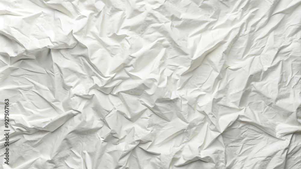 Fototapeta premium Crisp, textured crinkled white background with subtle wrinkles and folds, adding depth and visual interest to any design or composition.