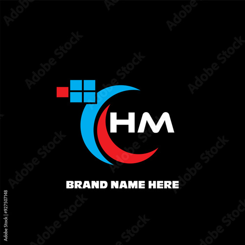 HM letter logo modern logo design on black color background
