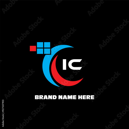 IC letter logo modern logo design on black color background

