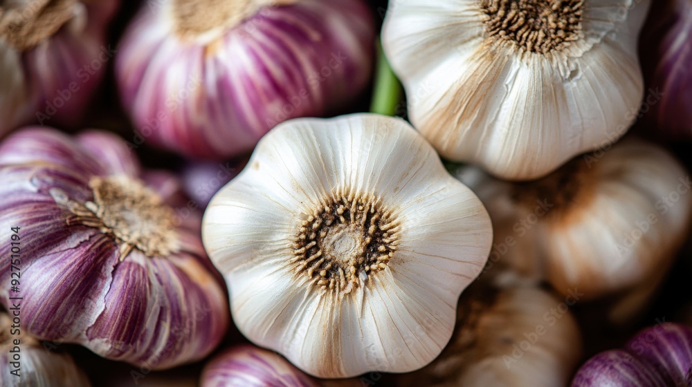 Fresh Organic Garlic Bulbs Close-up Texture and Details Fresh Organic Garlic Bulbs Close-up Texture and Details
