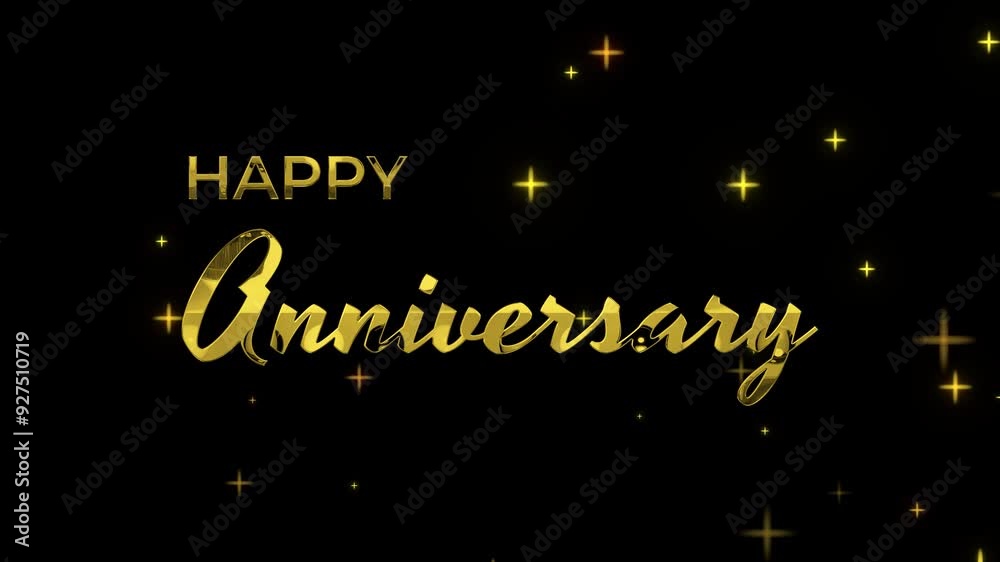 Happy Anniversary Animated Text With Particles And Gold Color Happy