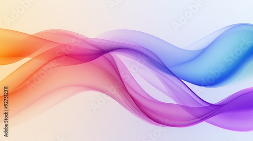 Abstract colorful wavy lines with smooth flow and blur effect on white background.