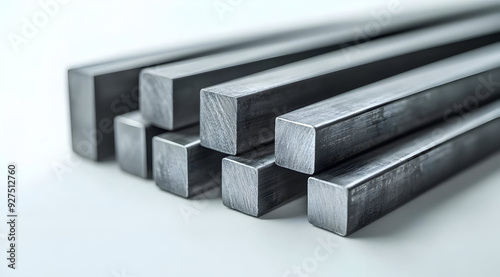 Wallpaper Mural Close-up of several steel bars stacked together, showcasing their smooth surfaces and sharp edges in a modern setting. Torontodigital.ca