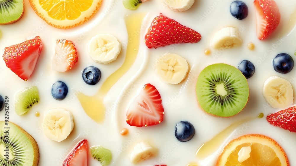 Fresh fruit salad with yogurt and honey. Fresh fruit salad with yogurt and honey.