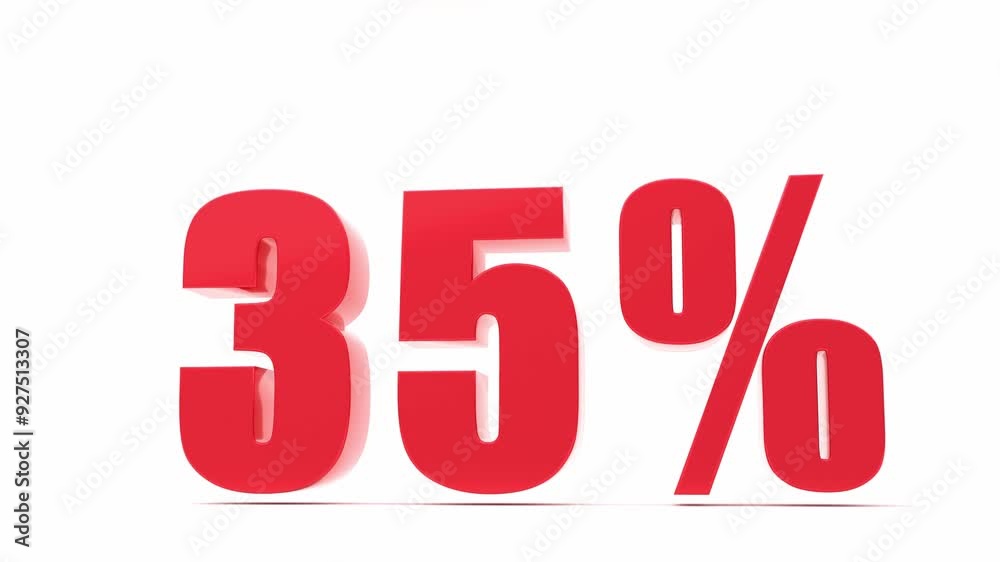 Red 35% percent off sign on white background Text 3D render. ideal for promotional materials, discounts, shopping, store, special price ,and sales advertisements Red 35% percent off sign on white background Text 3D render. ideal for promotional materials, discounts, shopping, store, special price ,and sales advertisements