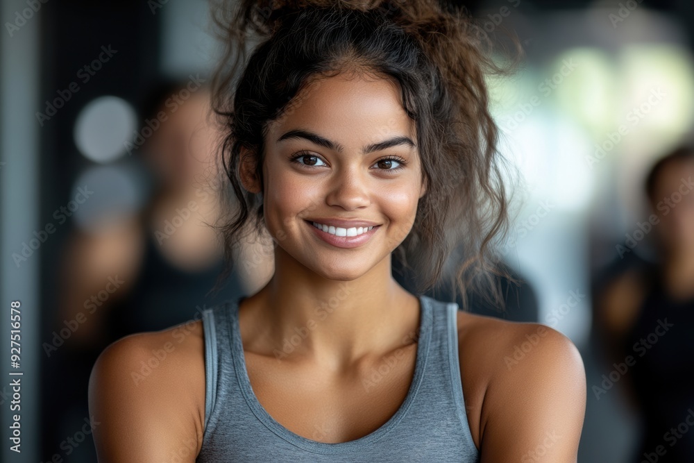 Smiling Woman in Sportswear at the Gym Smiling Woman in Sportswear at the Gym