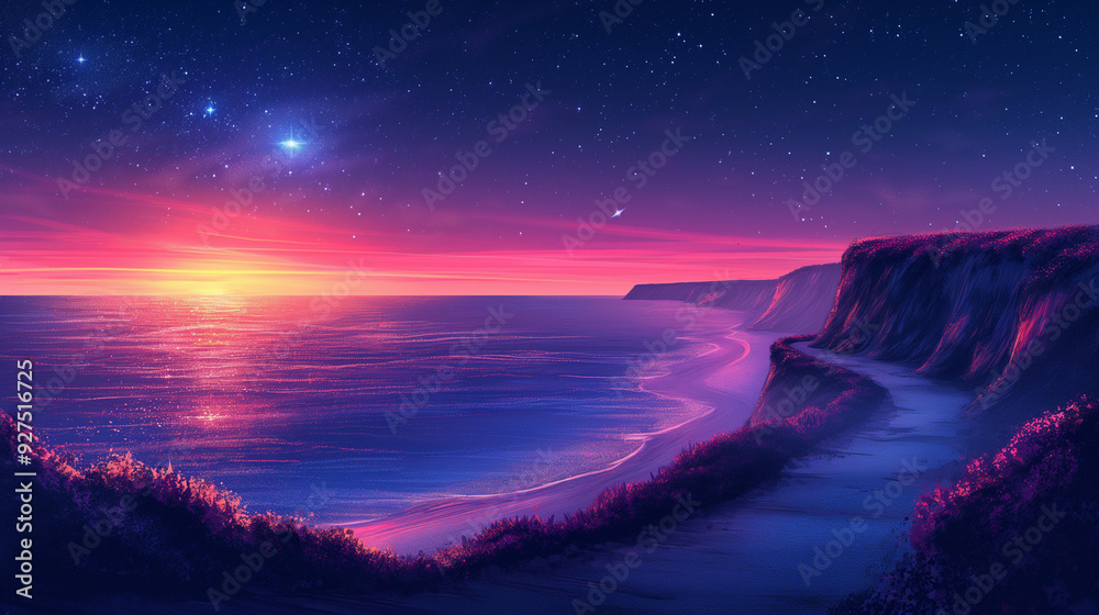 Fototapeta premium sunset over the sea,evening,fantasy,postcard