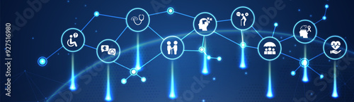 Alzheimer's and dementia vector illustration. Concept on assistance and care for patients with memory issues, brain disease , memory loss , Alzheimer