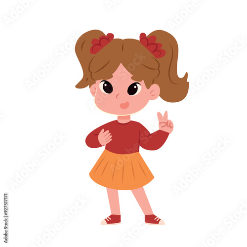 little cheerful girl vector illustration