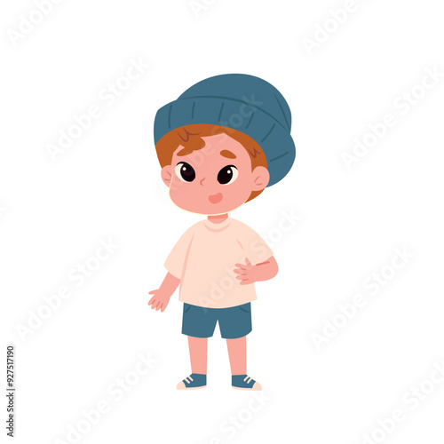 child vector illustration of child boy . cheerful children