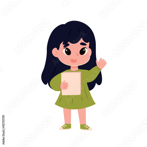 little cute girl vector illustration 