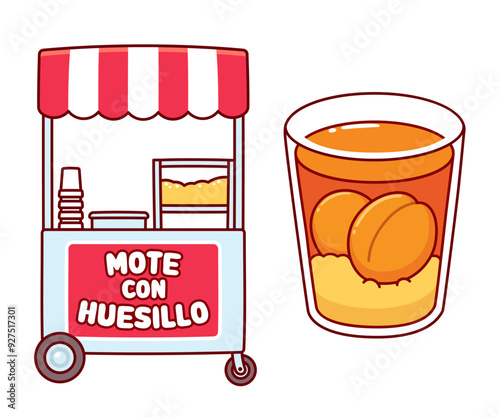 Mote con Huesillo street food cart drawing
