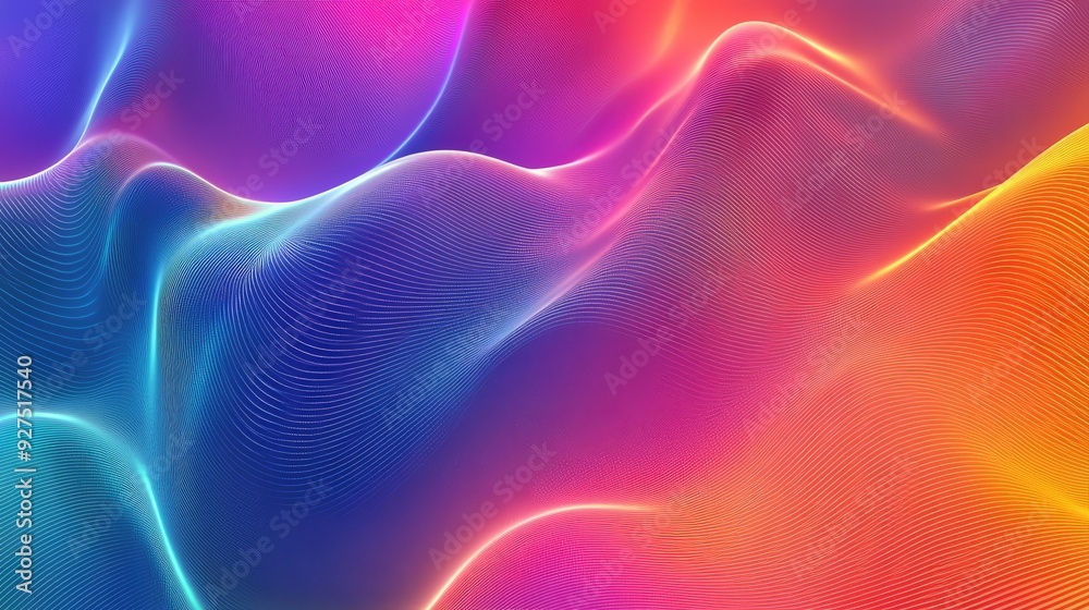 Abstract background featuring speaking sound wave lines in a rainbow gradient. Fluid motion with colorful waves representing sound dynamics and energy. Abstract background featuring speaking sound wave lines in a rainbow gradient. Fluid motion with colorful waves representing sound dynamics and energy.