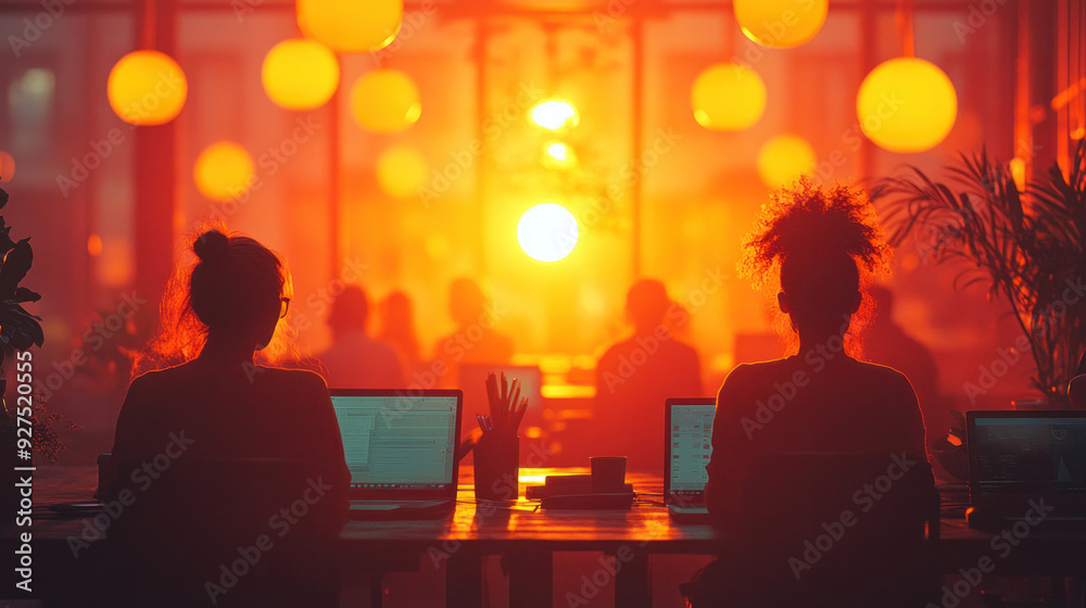 A freelancer networking at a co-working space, interacting with peers. A freelancer networking at a co-working space, interacting with peers.