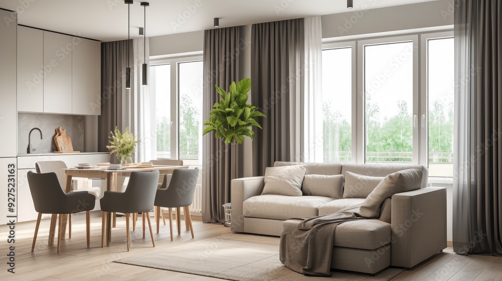 Fototapeta premium modern living room with fireplace