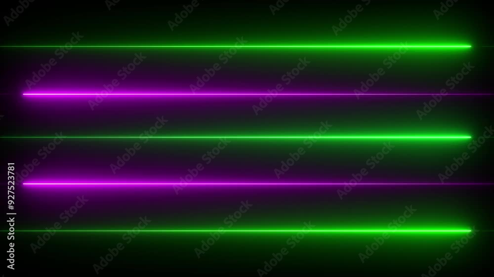 Neon light glowing green and pink color seamless neon light line technology, colorful neon line running on black background. Neon light glowing green and pink color seamless neon light line technology, colorful neon line running on black background.