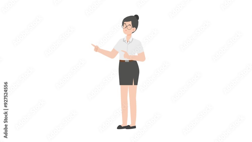 Business woman pointing both hands in left side Business woman pointing both hands in left side