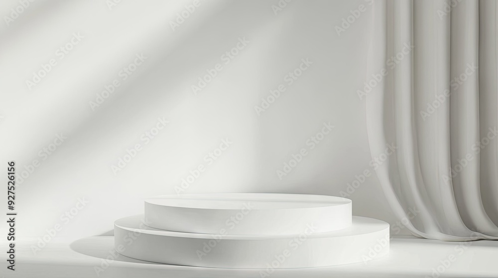 Elegant white podium in a white studio setting. Perfect for product showcases or creating a clean, sophisticated presentation. 3D illustration with a bright, minimalist backdrop. Elegant white podium in a white studio setting. Perfect for product showcases or creating a clean, sophisticated presentation. 3D illustration with a bright, minimalist backdrop.